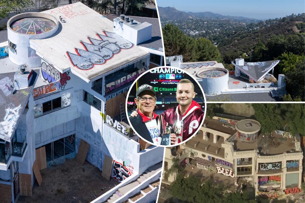 Billionaire Phillies owner's son apologizes after second abandoned LA mansion becomes graffiti magnet